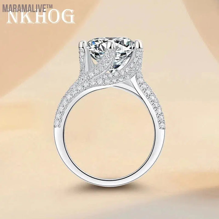 Luxury Real 3CT 5CT Moissanite Ring For Women 925 Sterling Silver Fine Jewelry D Color VVS1 Diamond Engagement Wedding Band GRA