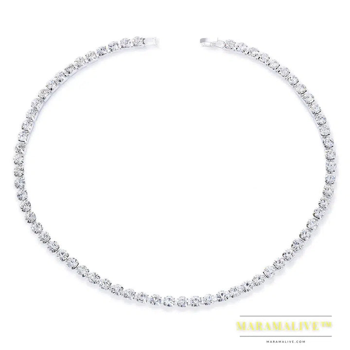 Luxury Rhinestone Choker Necklace for Women Cross Crystal Long Choker Chain Necklace Sexy Collares Chocker Jewelry