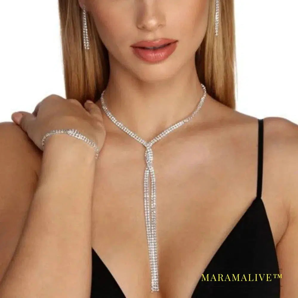 Luxury Rhinestone Choker Necklace for Women Cross Crystal Long Choker Chain Necklace Sexy Collares Chocker Jewelry