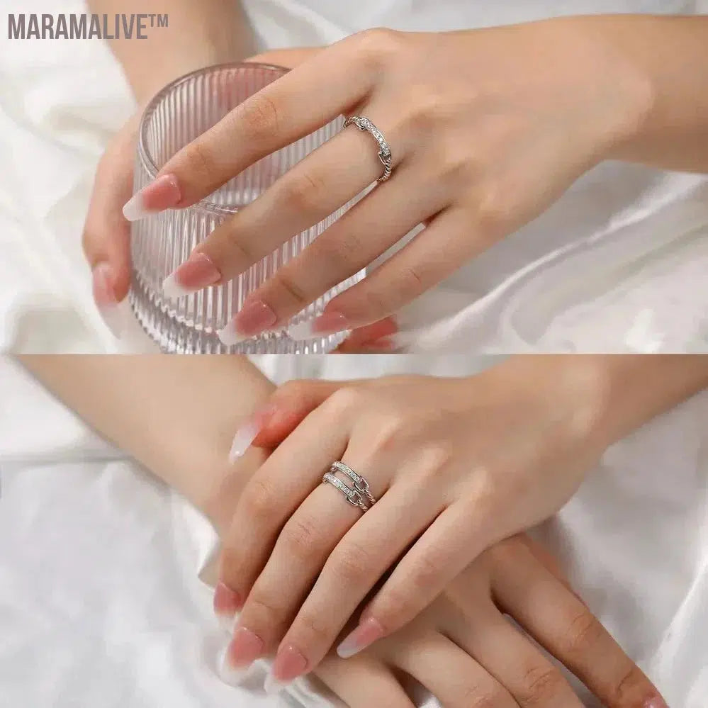 M-JAJA Moissanite Half Eternity Wedding Bands 925 Sterling Silver 18K White Gold Plated D Color Diamond Twist Link Ring Jewelry