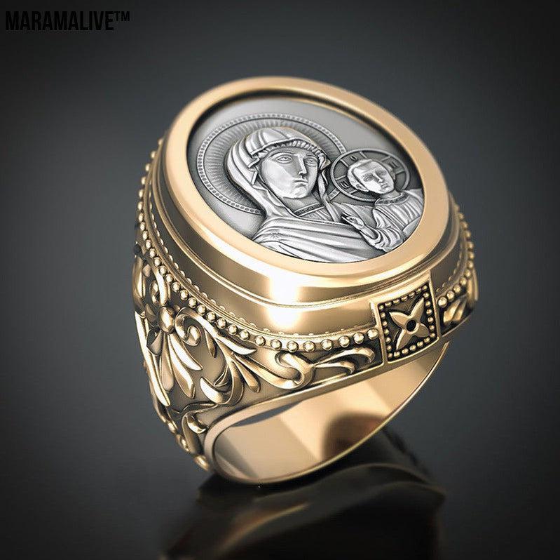 Male Lady Orthodox Virgin Mary Religious Ring