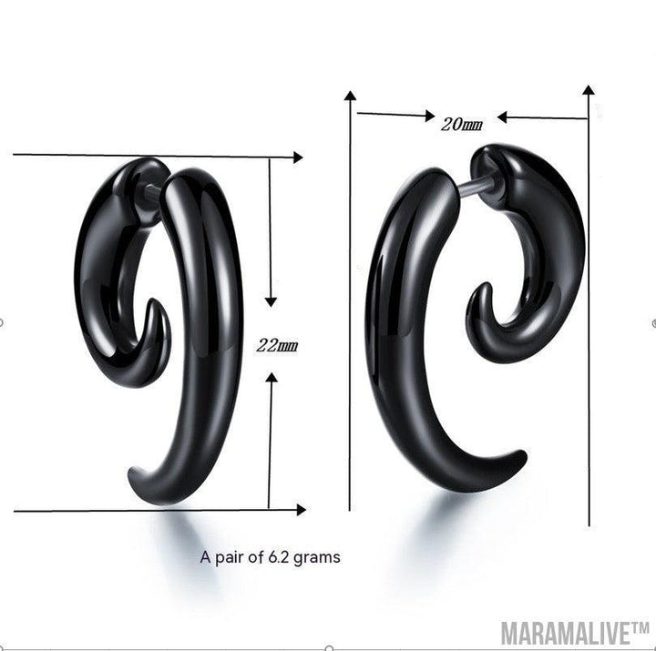 Male Snail Horn Earrings Punk