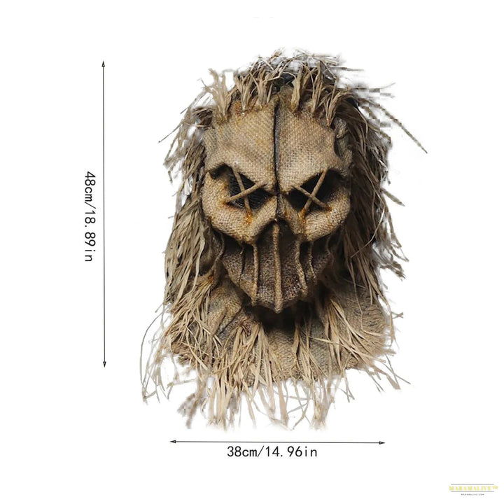 Maramalive 1PCS New Scary Halloween Scarecrow Mask Headdress Funny Props Horror Atmosphere Masquerade Mask Cosplay Party Props