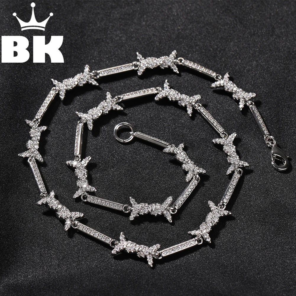 Maramalive™ 3mm Slim Vintage Gothic Barbed Wire Choker with Cubic Zirconia Punk Twist Spiked Thorns