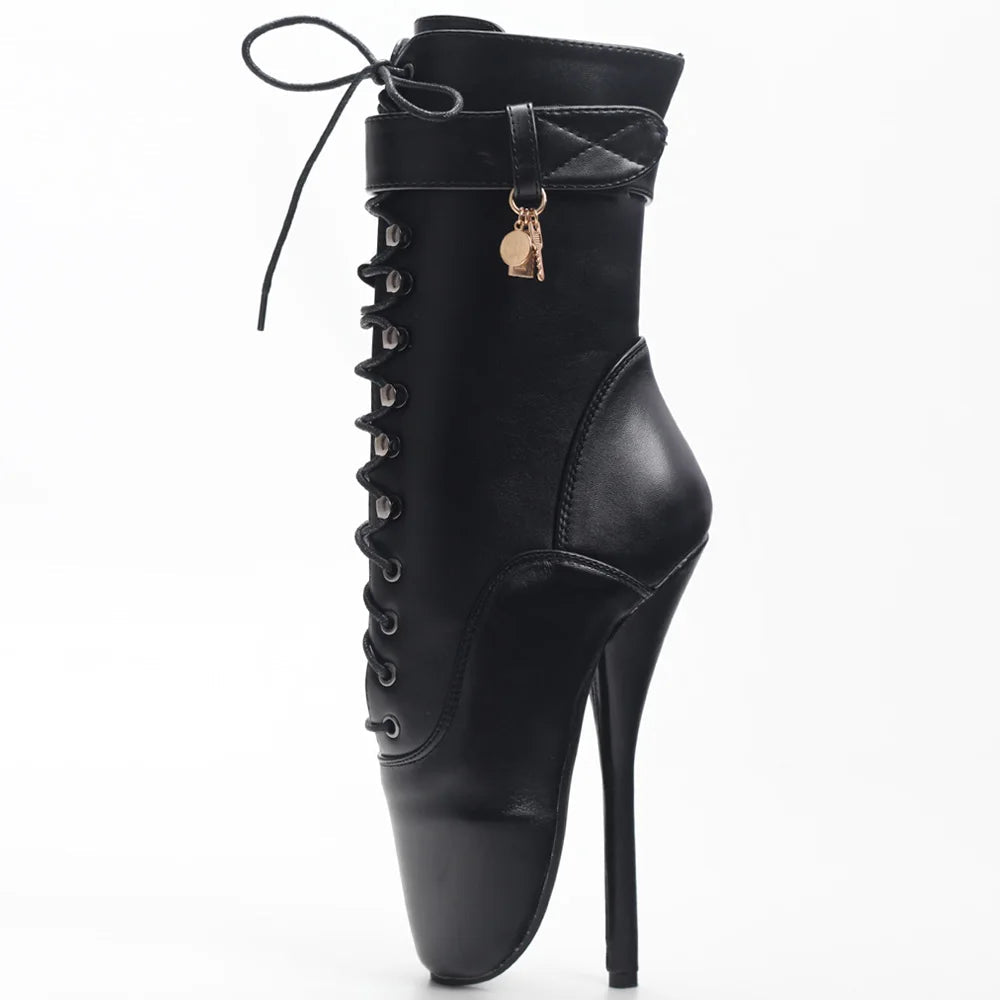 Maramalive™ 7 Inch High Heel Extreme Fetish Goth Ballet Laceup Ankle Boots Size36-46 Fast Shipping