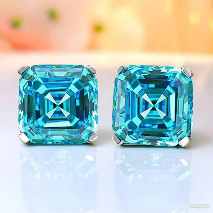 Maramalive™ 925 Sterling Silver Asscher Cut 10*10MM Aquamarine Citrine Gemstone Stud Earrings for Women Fine Jewelry Free Shipping