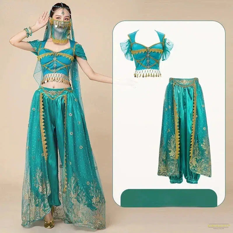 Maramalive™ Chinese Style Performance Suit for Women Aladdin Jasmine Princess Belly Dance Practice Costume Costume