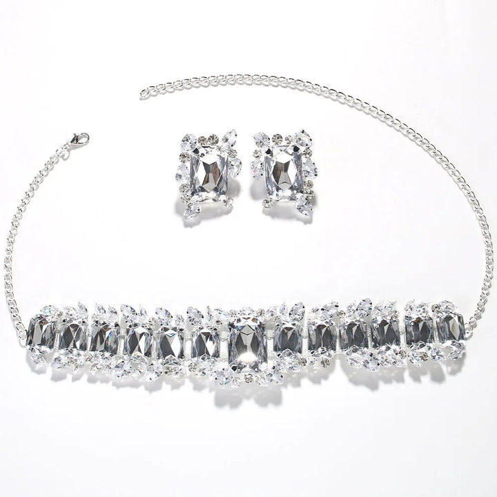 Maramalive™ Crystal Gothic Bridesmaid Wedding Jewellry Set - Punk Style Statement Necklace & Earrings