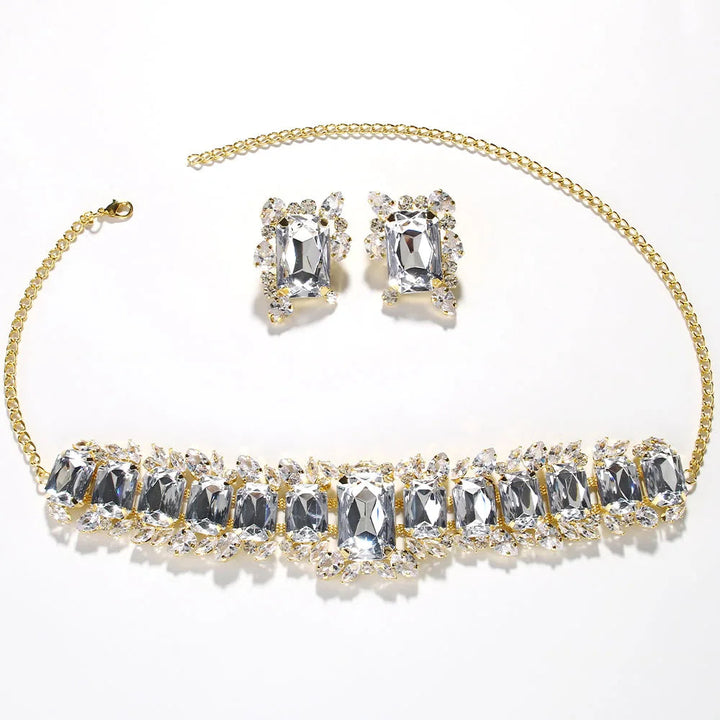 Maramalive™ Crystal Gothic Bridesmaid Wedding Jewellry Set - Punk Style Statement Necklace & Earrings