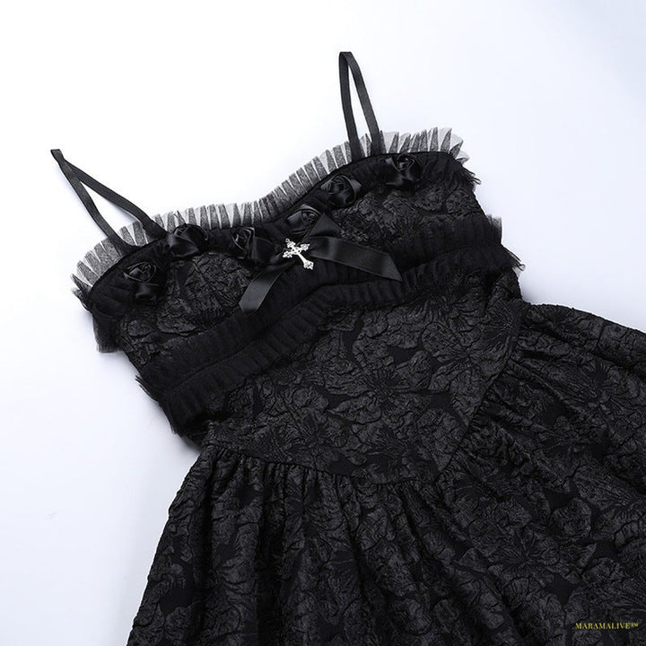 Maramalive™ Dark Goth Rose Lace Sling Dress