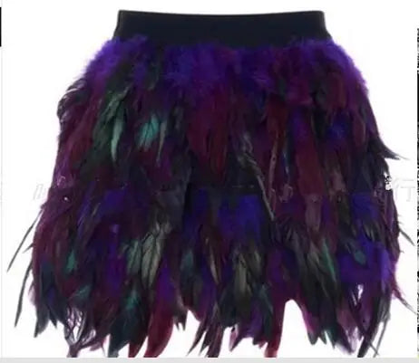 Maramalive™ Exquisite Feather Mini Skirt - Streetwear Gradient Green Purple Party Costume