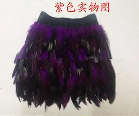 Maramalive™ Exquisite Feather Mini Skirt - Streetwear Gradient Green Purple Party Costume