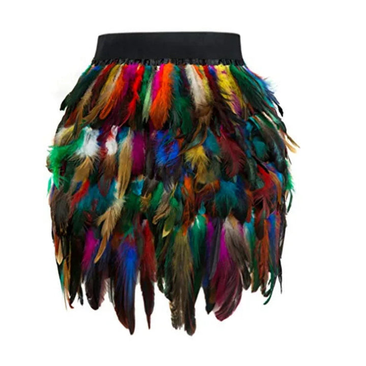 Maramalive™ Exquisite Feather Mini Skirt - Streetwear Gradient Green Purple Party Costume