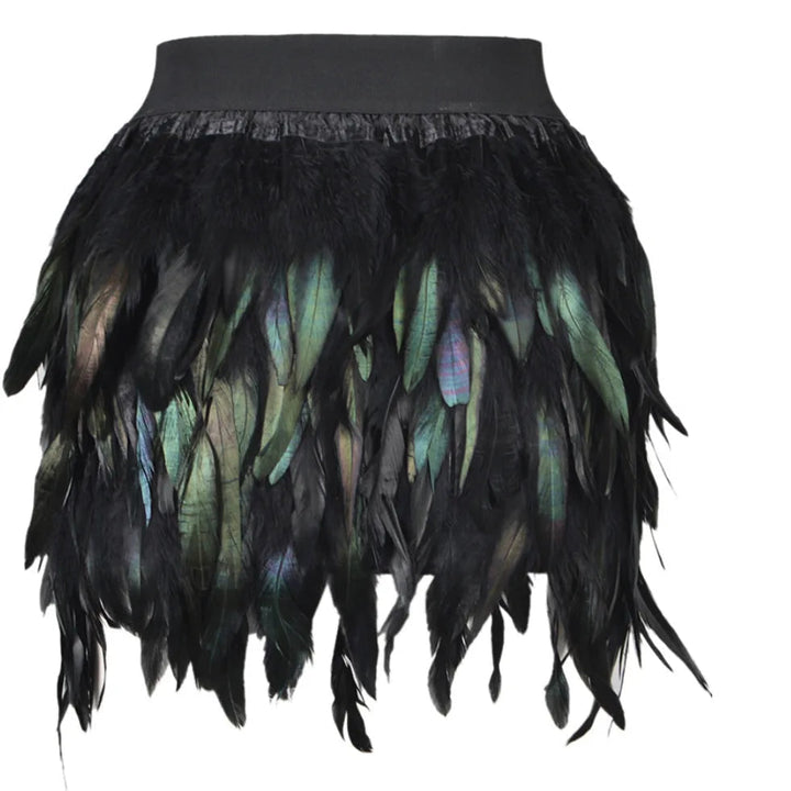 Maramalive™ Exquisite Feather Mini Skirt - Streetwear Gradient Green Purple Party Costume