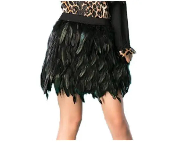 Maramalive™ Exquisite Feather Mini Skirt - Streetwear Gradient Green Purple Party Costume