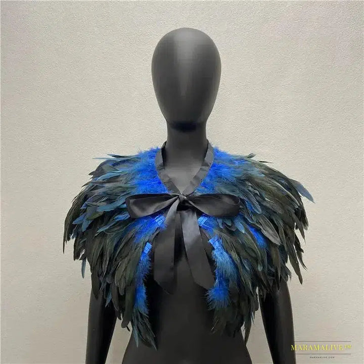 Maramalive™ Feather Shoulder Cape Feather Shawls For Women Cloak Party Coat Feather Punk Gothic Accessories Halloween Prom Clothes