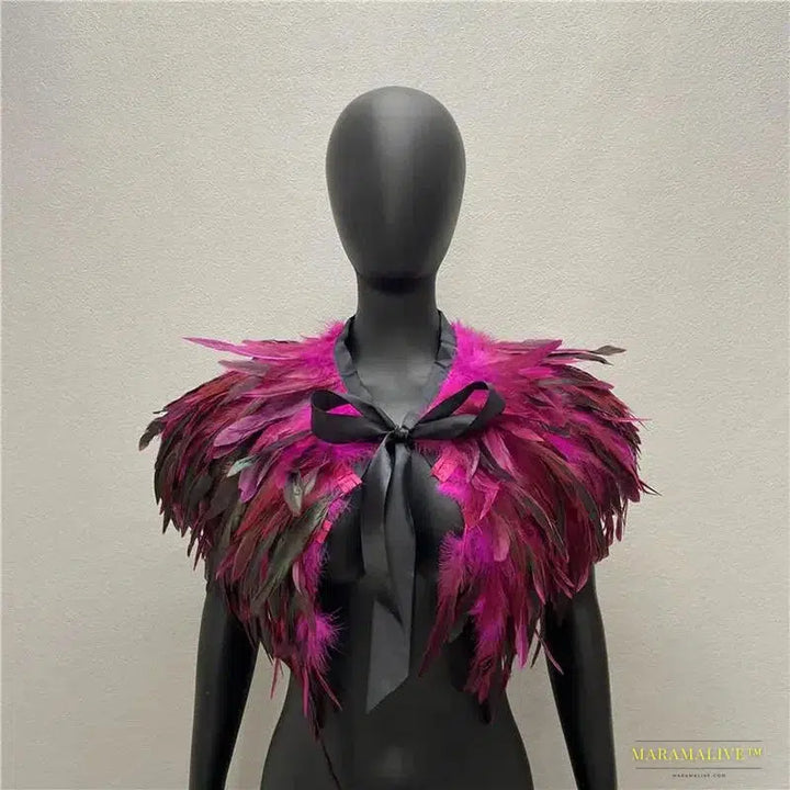 Maramalive™ Feather Shoulder Cape Feather Shawls For Women Cloak Party Coat Feather Punk Gothic Accessories Halloween Prom Clothes