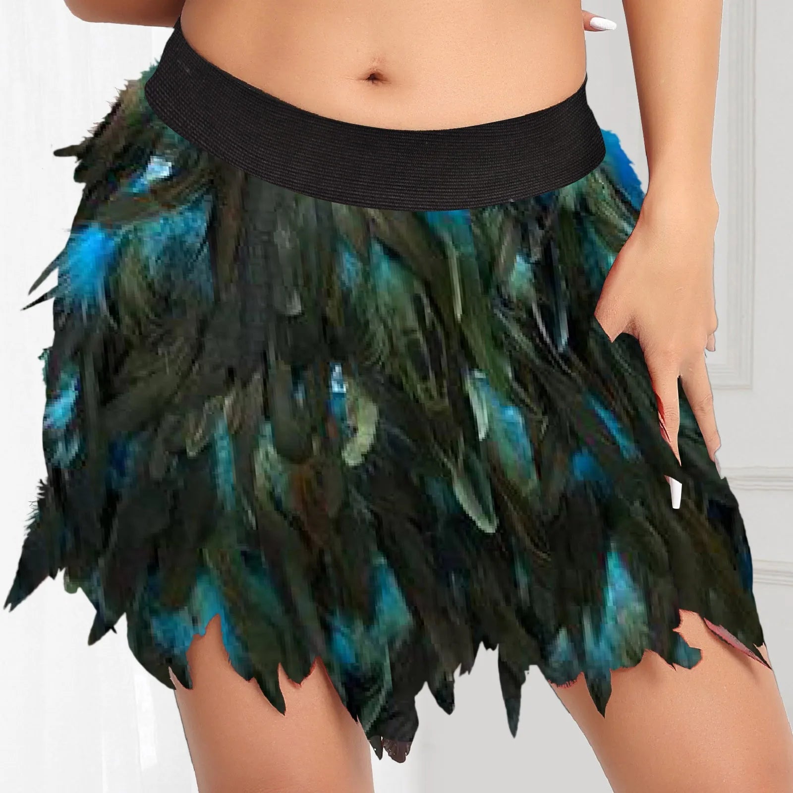 Maramalive™ Festival Carnival Feather Skirt Women High Waist Party Stage Performance Short Skirts Costumes Clothing