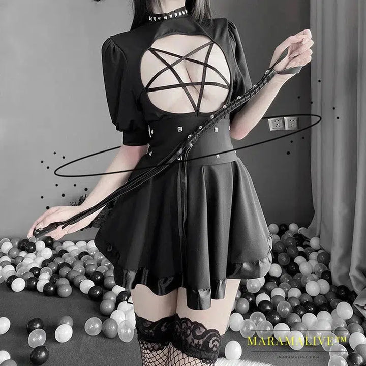 Maramalive™ Goth Party Dress Dark Halloween Cosplay Outfit Sexy Gothic Style Dresses