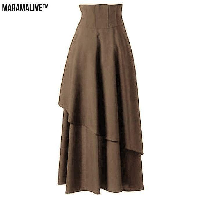 Maramalive™ Gothic Lace Fastening High Waist Irregular Length Skirt.