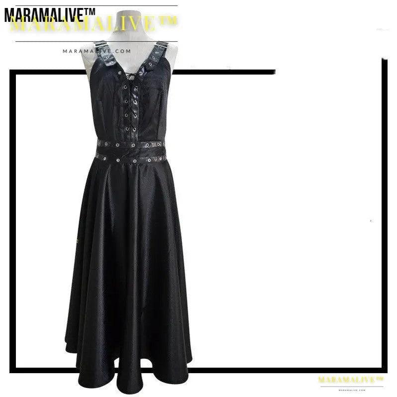 Maramalive™ Gothic Shoulder Suspender Dress - Punk Strap Dress