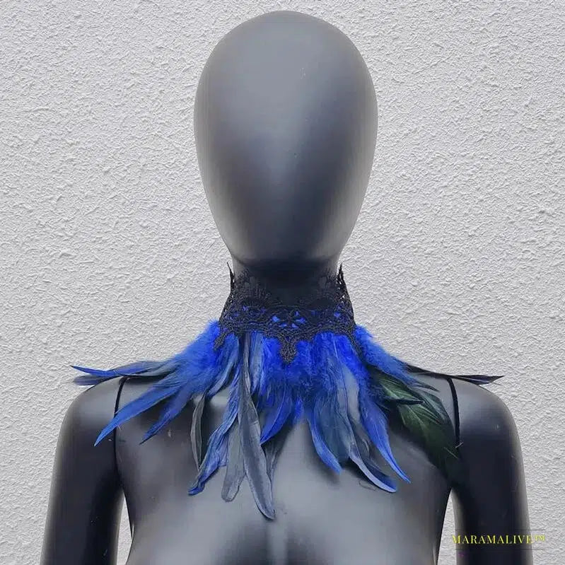 Maramalive™ Gothic Style White Feather Choker with Wrap Scarf: Perfect for Halloween Parties, Weddings, and Clubbing