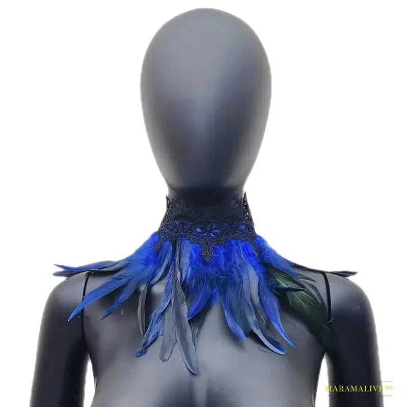 Maramalive™ Gothic Style White Feather Choker with Wrap Scarf: Perfect for Halloween Parties, Weddings, and Clubbing