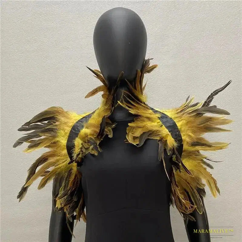 Maramalive™ Halloween Feather Crop Top - Handmade Unusual Cosplay Tank for Festival & Night Club Wear