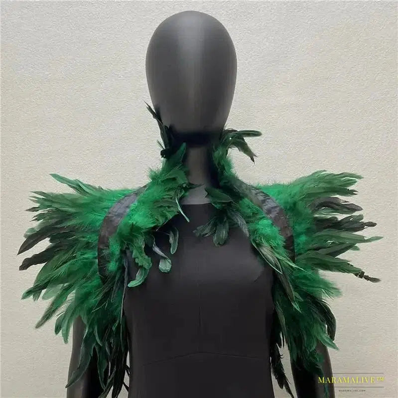 Maramalive™ Halloween Feather Crop Top - Handmade Unusual Cosplay Tank for Festival & Night Club Wear