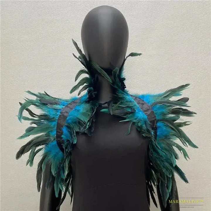 Maramalive™ Halloween Feather Crop Top - Handmade Unusual Cosplay Tank for Festival & Night Club Wear