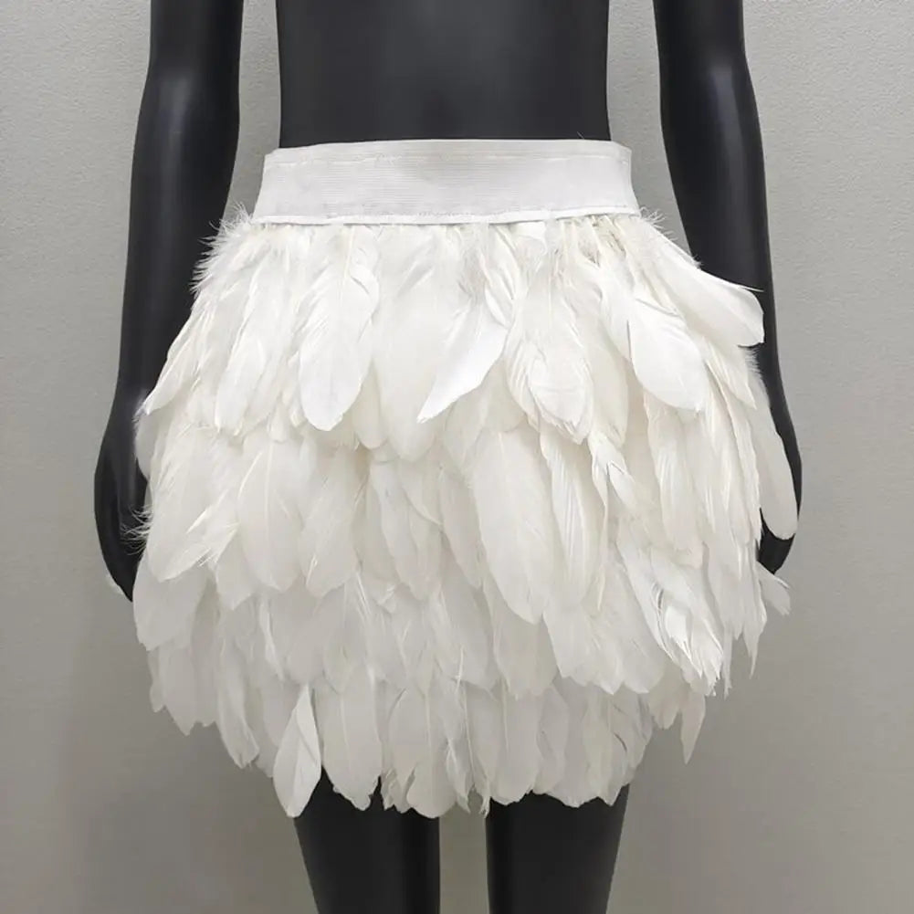 Maramalive™ Hand-stitched Skirt Hand-stitched Festival Faux Feather Skirt for Stage Performance Halloween Party Punk Mini Short Skirt