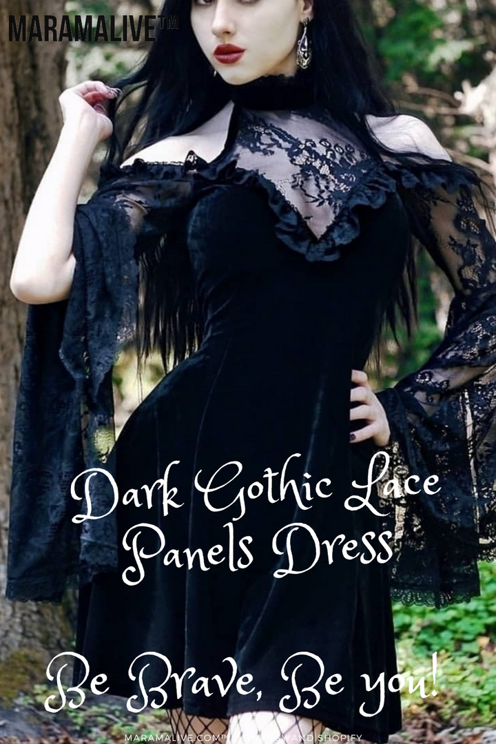 Maramalive™ Little Black Dress - Gothic Lace Panel Dress