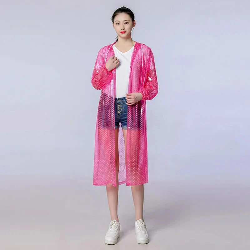 Maramalive™ Long Trench Design Pink Hooded Raincoat Girl Biker Jacket Coat