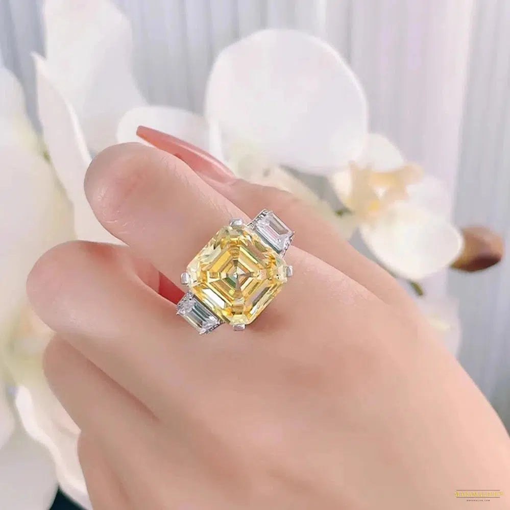 Maramalive™ Luxury 925 Sterling Silver Asscher Cut 16CT Citrine Aquamarine Gemstone Fine Jewelry Ring for Women Anniversary Gifts