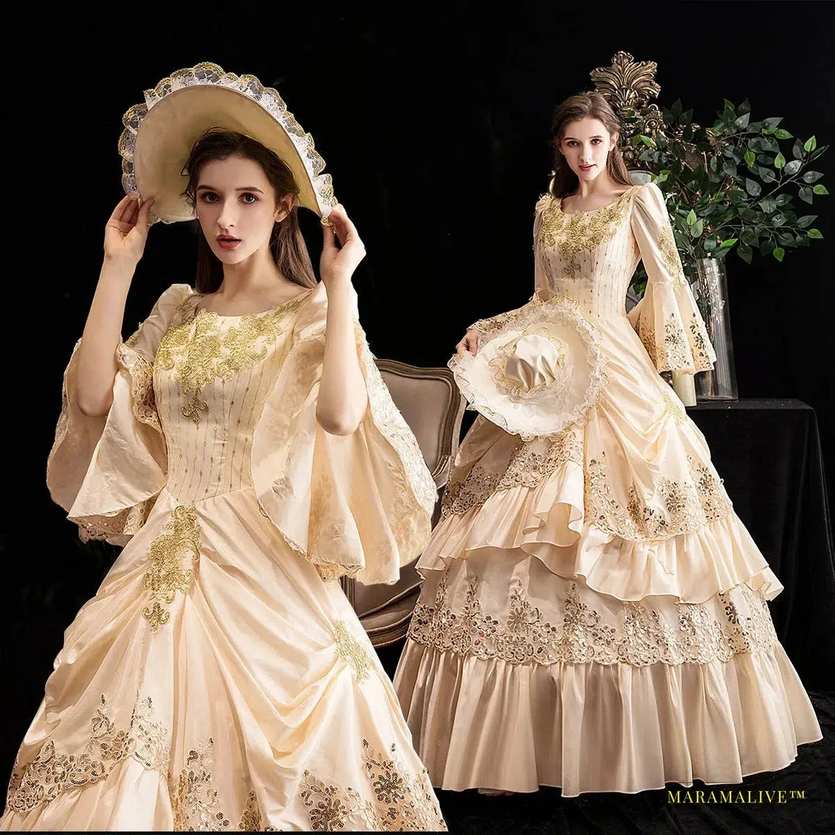 Maramalive™ Majestic 18th Century Rococo Baroque Victorian Dress - Marie Antoinette Ball Gown - Renaissance Historical Period Costume for Royalty Enthusiast