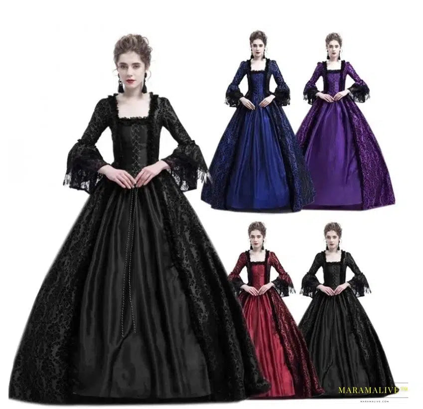 Maramalive™ Majestic Medieval Renaissance Queen Gown - Victorian Era Royalty Cosplay Maxi Dress with Petticoat