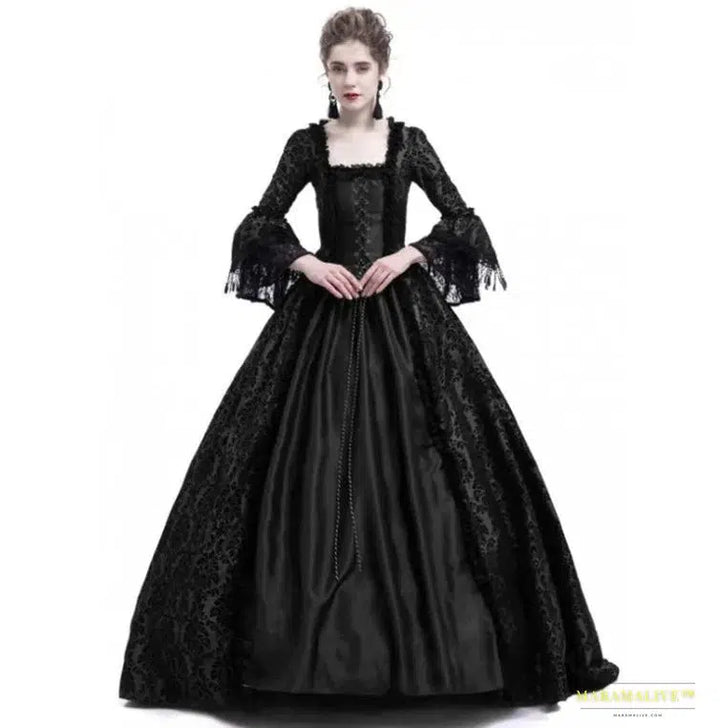 Maramalive™ Majestic Medieval Renaissance Queen Gown - Victorian Era Royalty Cosplay Maxi Dress with Petticoat