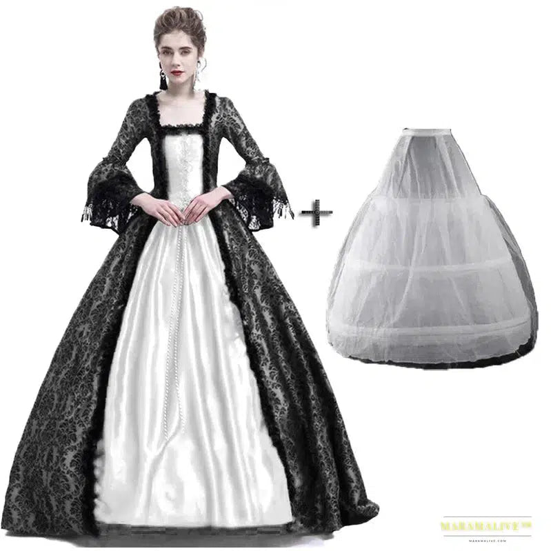 Maramalive™ Majestic Medieval Renaissance Queen Gown - Victorian Era Royalty Cosplay Maxi Dress with Petticoat