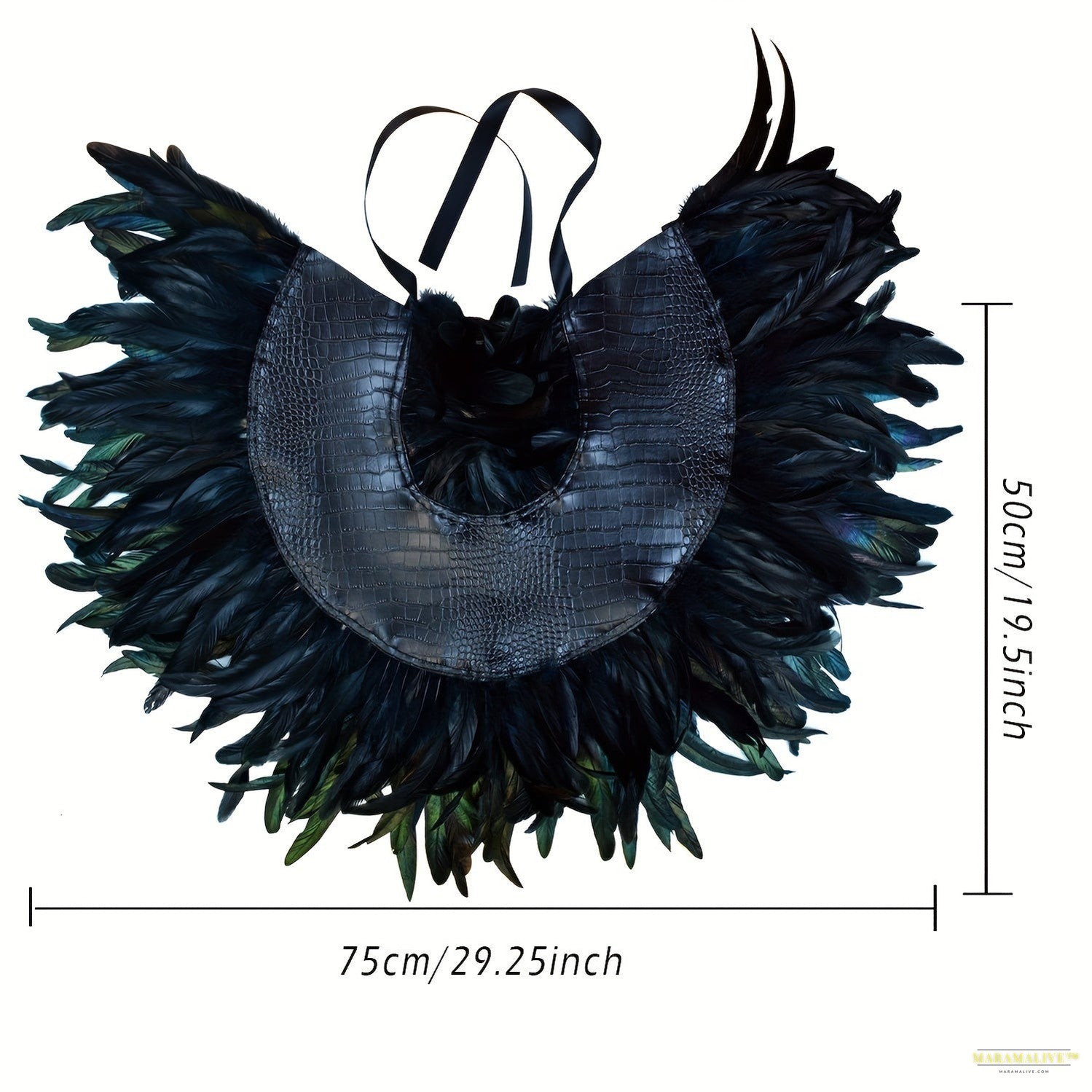 Maramalive™ Maleficent Witch Feather Collar & Crow Shawl - Halloween Costume Accessory, Polyester Swan Wing Cape For Women