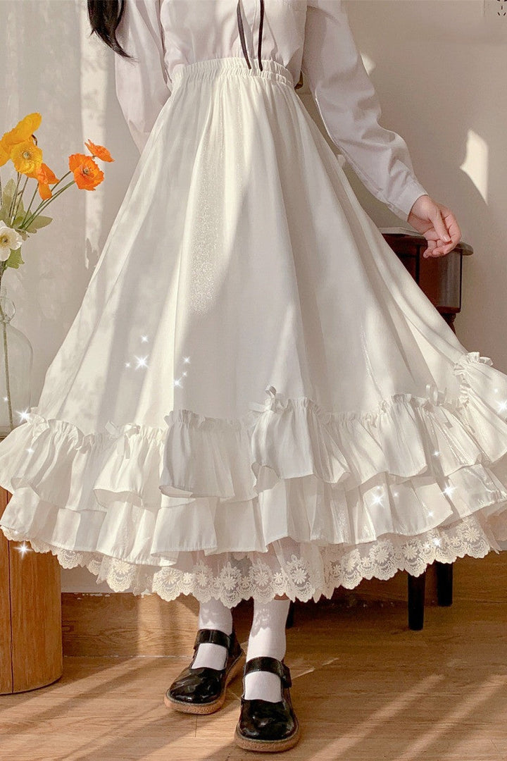 Maramalive™ Mid-length Petticoat Ruffled Skirt White