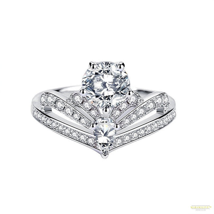 Maramalive™ Moissanite Ring Women's Crown Sterling Silver