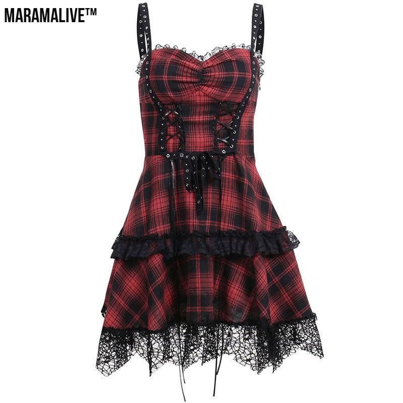 Maramalive™ New Gothic Plaid Suspender Dress - Underworld Tartan Mini-dress