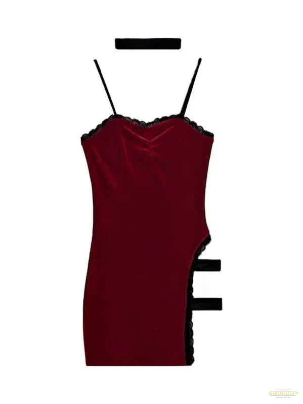 Maramalive™ New Sexy Velvet Suspender Dress Women's Mature Charm Elegant Gentle Hollow Out Passion French Hepburn Style Design Dress F7TM