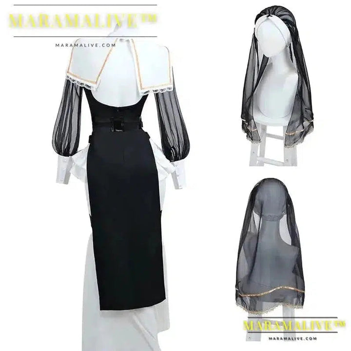 Maramalive™ Nun Cosplay Costume Women Uniform Set-Party Halloween Outfit Adult Nun Dress Black Apparel Masquerade Show Costumes