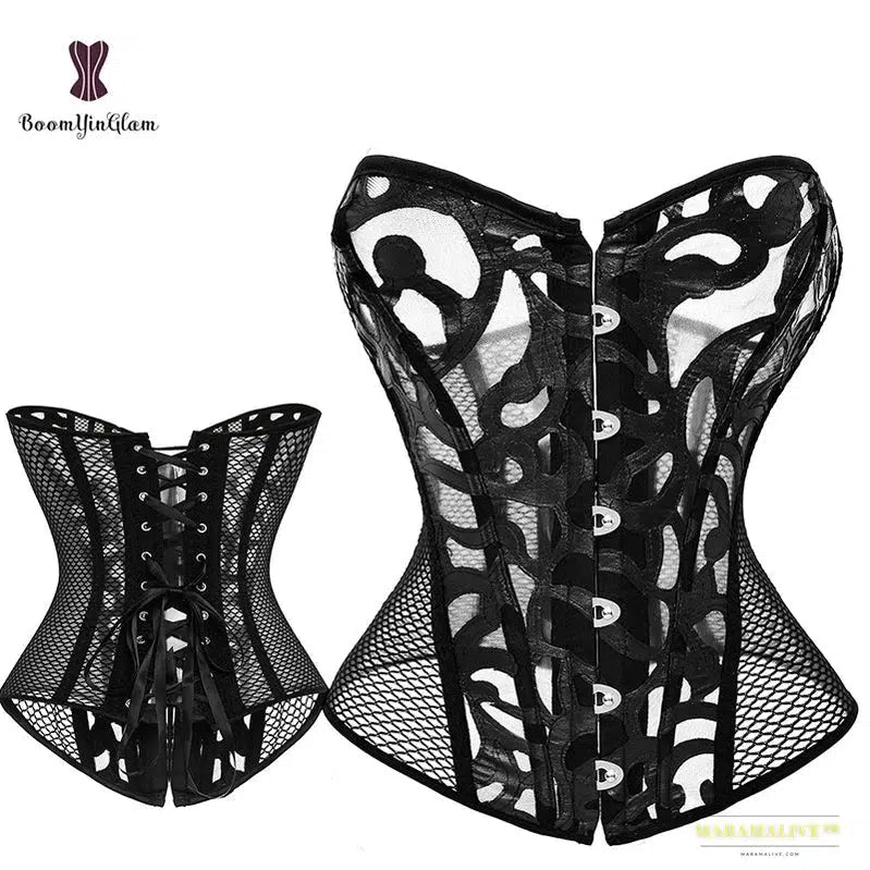 Maramalive™ Plus Size XS To 6XL Waist Trainer Corset Overbust Sexi Translucent Corset Top Women Body Shape Wear With G String