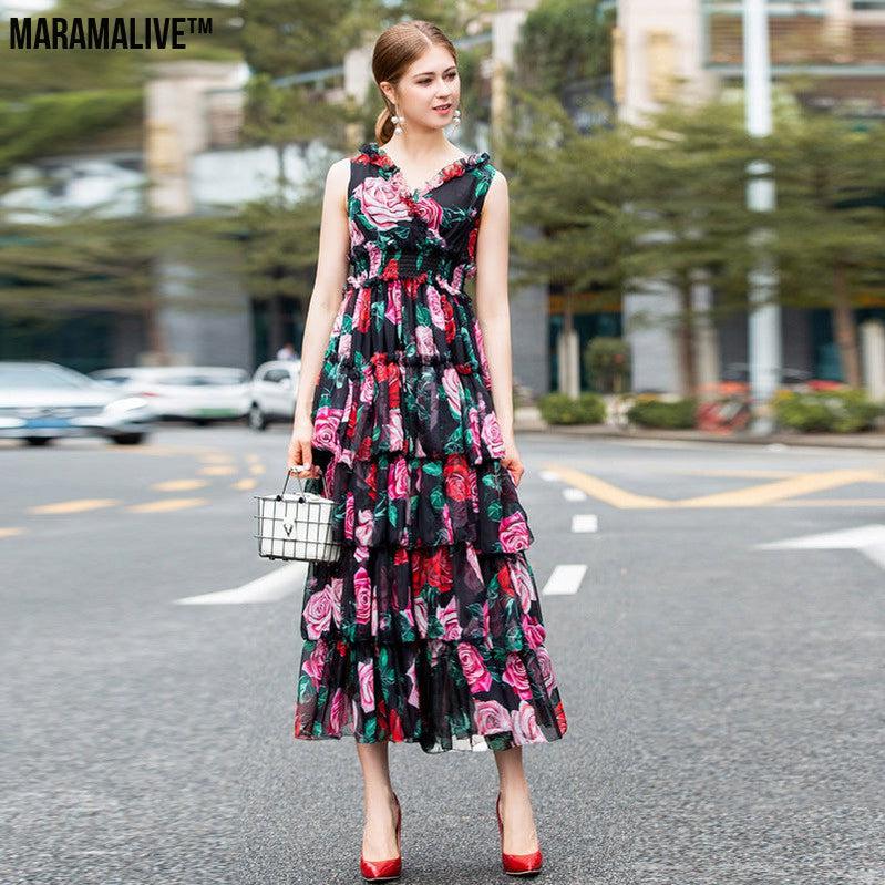 Maramalive™ Rose print princess dress