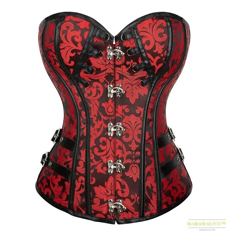 Maramalive™ S-6XL PU Gothic Bandage Back Corsage Women Sexy Shaper Faux Leather Erotic Top Lace Waistband Gathering Corsets Rivet Bustier