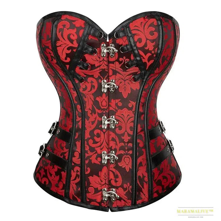 Maramalive™ S-6XL PU Gothic Bandage Back Corsage Women Sexy Shaper Faux Leather Erotic Top Lace Waistband Gathering Corsets Rivet Bustier