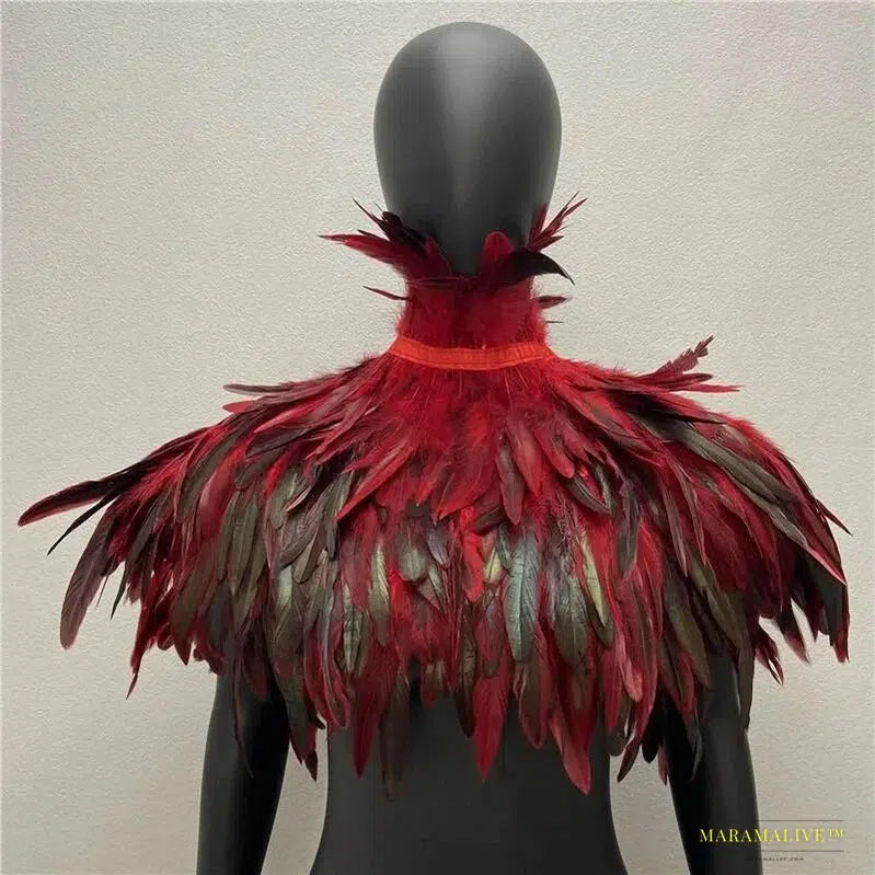 Maramalive™ Shoulder Cape for Women Cloak Party Coat Feather Punk Gothic Coat Woman Prom Clothes Shawl Feather Halloween Coats Jackets