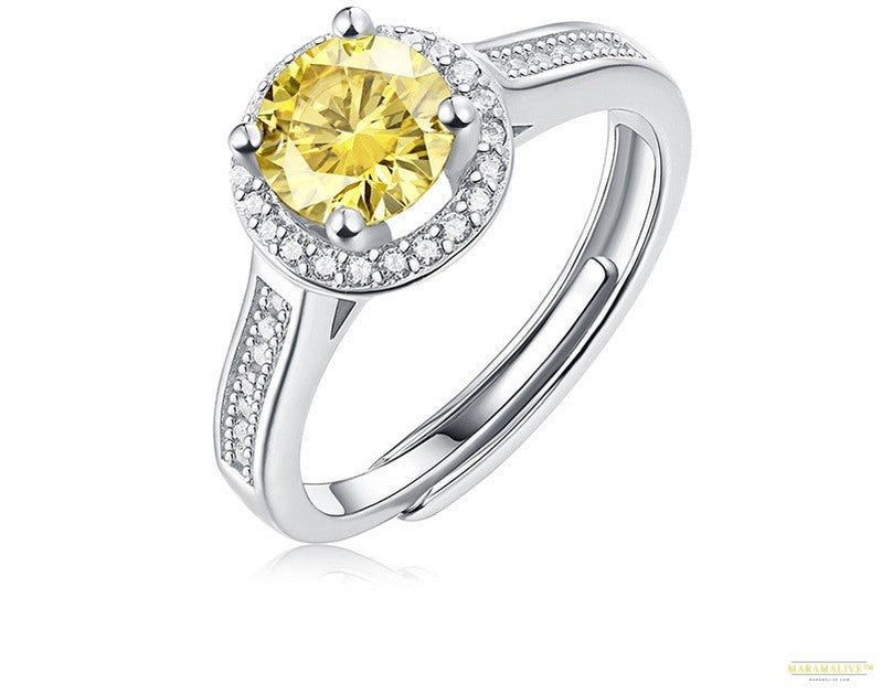 Maramalive™ Silver S925 Yellow For Women Moissanite Ring Adjustable Mouth